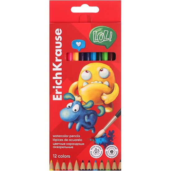Карандаши акварельные 12 цветов ErichKrause "Jolly Friends"
