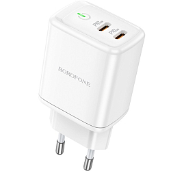 Сетевое ЗУ 2Type-C BOROFONE BN9 Reacher PD35W, white