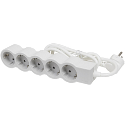 Сетевой удлинитель 1.5м LEGRAND 5 розеток, с/з, белый/серый (694555)