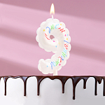 Свеча в торт "Воздушная", цифра 9, 5,5 см, белая   9943295