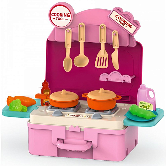 Игровой набор-кухня Altacto "Готовим обед" (53х13х37 см, в чемодане, роз.)