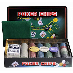 Покер, набор для игры (300 фишек, 2 колоды карт, сукно), с номиналом, 65 х 36 см 9225157 УЦЕНКА