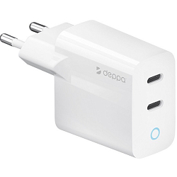 Сетевое ЗУ 2USB-C DEPPA 11449, белый, 45Вт