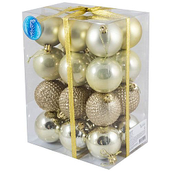 Набор шаров 6 см, 24 шт, цвет: золотой SYCB17-279 арт.003315
