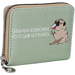 Кошелёк на молнии, отдел для карт, для монет, цвет зелёный 9684006