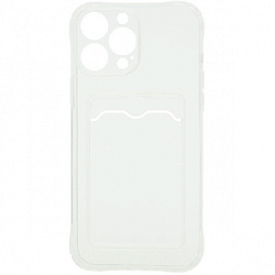 Задняя накладка ZIBELINO Silicone Card Holder Case для iPhone 13 Pro (прозрачный) защита камеры