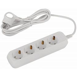 Сетевой удлинитель  3.0м ЭРА Greenline UDL-10-430-E, белый, 4 розетки, с/з ПВС 3x0,75мм2