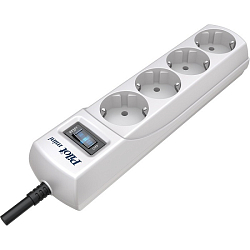 Сетевой фильтр  3.0м PILOT mini 4 розетки, белый (коробка)