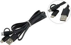 Кабель USB <--> microUSB/Iphone 5/6/7 1.2м SMARTBUY  черный  (iK-212)