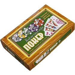 Покер, набор для игры (карты 52 листа, фишки 88 шт.) 3809538