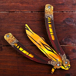 Сувенир деревянный «Нож бабочка» жёлтые линии 4576997