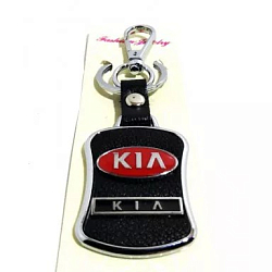 Брелок с карабином KIA хром-металл на коже