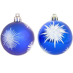 Набор шаров 6 см, 6 шт, цвет: синий с рис PBD6-6-054-B арт.101783