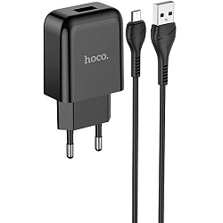 Сетевое ЗУ 1USB 2.1A HOCO N2, Vigour, microUSB, X37 cool, чёрный