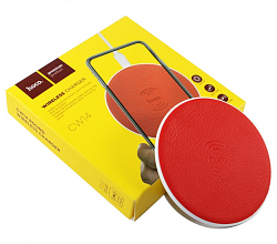 Беспроводное ЗУ HOCO CW14 экокожа, красный (2.1A)