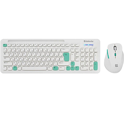 Клавиатура+мышь БП DEFENDER Cerrato C-978 RU, белый+голубой