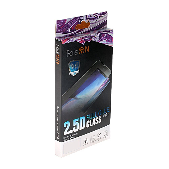 Противоударное стекло 2.5D FAISON для SAMSUNG Galaxy A70 черное, полный клей