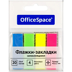 Флажки-закладки  OfficeSpace, 45*12мм, 20л.*4 неоновых цвета, европодвес PM_54064