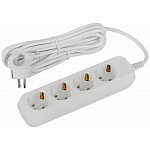 Сетевой удлинитель 5.0м ЭРА Greenline UDL-10-450-E, белый, 4 розетки, с/з ПВС 3x0,75мм2