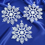 Ёлочное украшение "Снежинка" (набор 3 шт) d-9 см, белый 2371402