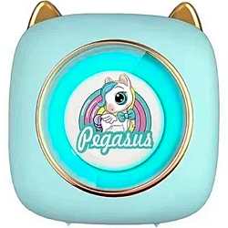 Детский мини-принтер для фотографий Kid Joy, C23 Pegasus Blue. c картинкой пегаса, 200DPI, Bluetooth 5.1, поддержка приложения, RGB подсветка