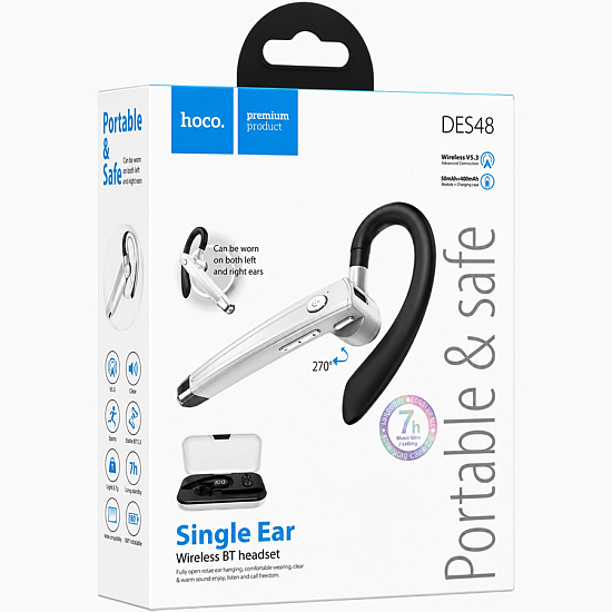 Гарнитура-Bluetooth HOCO DES48, silver