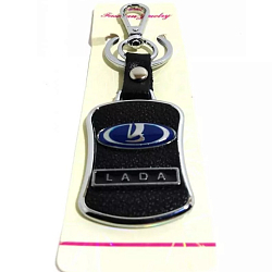 Брелок с карабином LADA хром-металл на коже