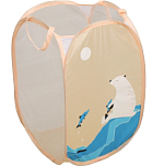 Корзина для игрушек Доляна «Северный мишка», складная, 32×32×52 см, цвет бежевый