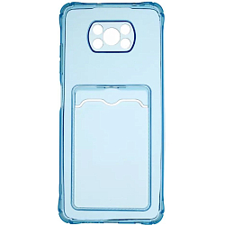 Задняя накладка ZIBELINO Silicone Card Holder Case для Xiaomi Poco X3 (голубой) защита камеры