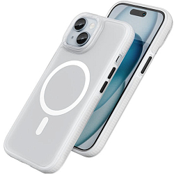 Силиконовый чехол HOCO для iPhone 15, AS2 Lord, магнитный, цвет: белый