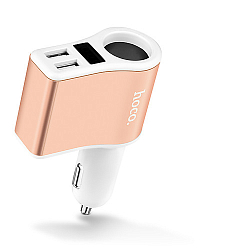 Разветвитель прикуривателя HOCO Z10 (1 вход+ 2 USB) белый