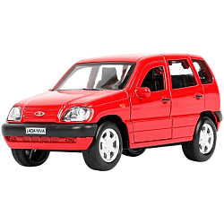 Модель Технопарк LADA NIVA длина 12 см, двери, багаж, инерц, красный 
