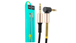 Кабель Jack 3.5 <--> Jack 3.5  2.0m HOCO AUXUPA02 круглый пружинка чёрный