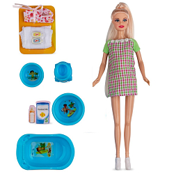 Набор с куклой DEFA Lucy "В ожидании ребёнка" (аксесс., 28 см., голубой)