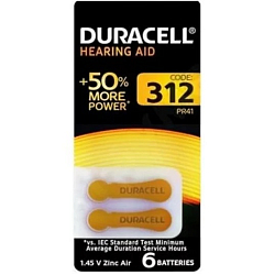 Элемент питания DURACELL ZA312 BL-6 ZincAir