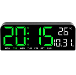 Часы настенные электронные на кухню с подсветкой светящиеся прямоугольные