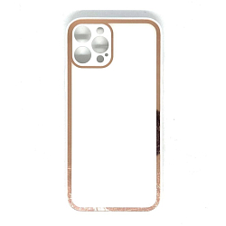 Задняя накладка AKSS для iPhone 12 Pro (6.1), белый, имитация стекла с защитой камеры