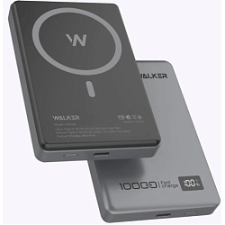 Внешний АКБ WALKER WB-920, PREMIUM, (10000nAh) металл, cерый
