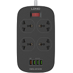 Сетевой фильтр  2.0м LDNIO SC4407Q, 4 розетки, 4USB, черный
