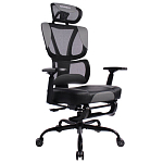 Кресло BRABIX PREMIUM Venom GM-530, подножка, синхромеханизм, экокожа/сетка, черное/серое, 532951