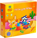 Песок для лепки Мульти-Пульти "Енот в пустыне", 04 цвета, 480г, в баночке, 4 формочки, карт.уп. ПН_16958