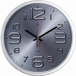 Часы настенные РУБИН "Хром", круг d=30см, корпус серебряный (3027-21)