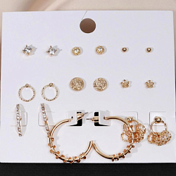 Серьги набор 9 пар "Конго", цвет белый в золоте   5399661