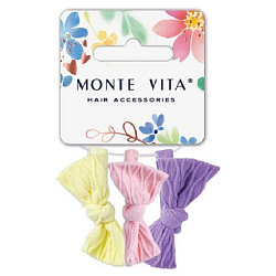 Резинки для волос НАБОР 3 шт, мягкие, средние, с бантами, разные цвета MONTE VITA 457049