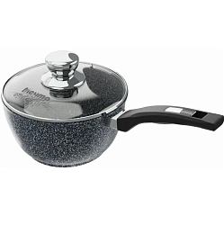 Ковш 1,2л МЕЧТА Гранит star с несъемной ручкой и стеклянной крышкой арт. 81803