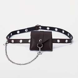 Сумка поясная, отдел на клапане, цвет коричневый