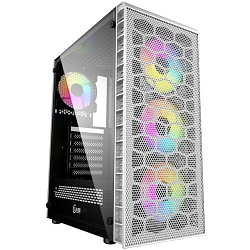 Корпус Powercase Mistral Z4С White, Tempered Glass, Mesh, 4x 120mm 5-color LED fan, белый, ATX  (CMIZ4CW-L4)