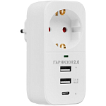 Сетевой фильтр Гарнизон SKT-1-CU2-W 2.0, белый, 1 розетка (21440)