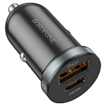 Авто ЗУ 1USB/1Type-C BOROFONE BZ22 черный, PD30W