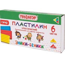 Пластилин ПИФАГОР «ЭНИКИ-БЕНИКИ СУПЕР», 6 цветов
